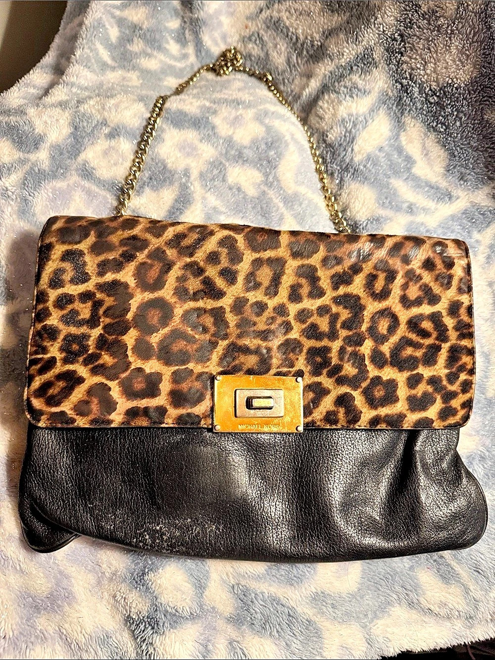 Michael Kors Nolita Medium Leopard-Print Calf Hair Shoulder Bag Shoulder Bag